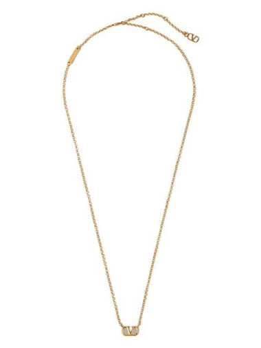 V Logo Signature Metal Necklace Gold - VALENTINO - BALAAN 1