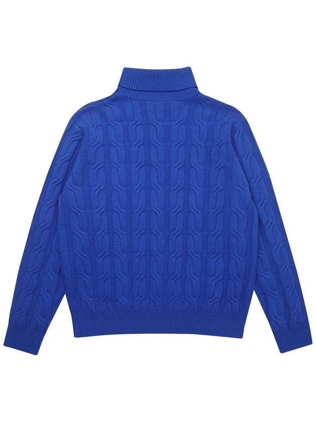 Men's Turtle Cable Sweater Blue SW22ISW01BL - SOLEW - BALAAN 3