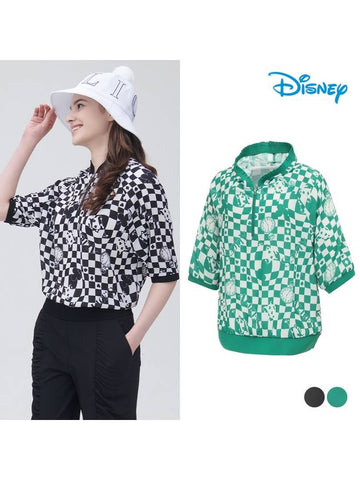 Alice half-zip checkered board short-sleeved hooded t-shirt DN2LTS038 - DISNEY GOLF - BALAAN 1