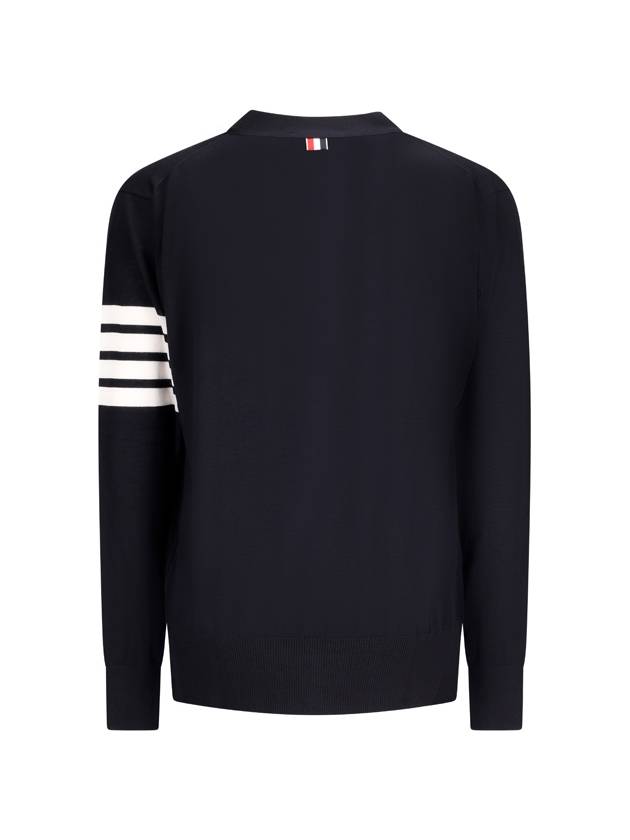 Men's Sustainable Classic Diagonal Wool Cardigan Navy - THOM BROWNE - BALAAN 3