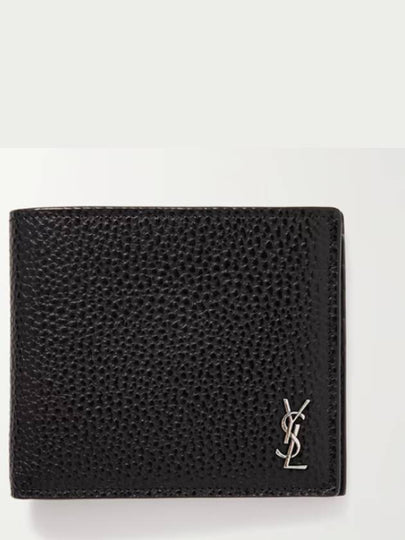 Tiny Cassandre East West Leather Half Wallet Black - SAINT LAURENT - BALAAN 2