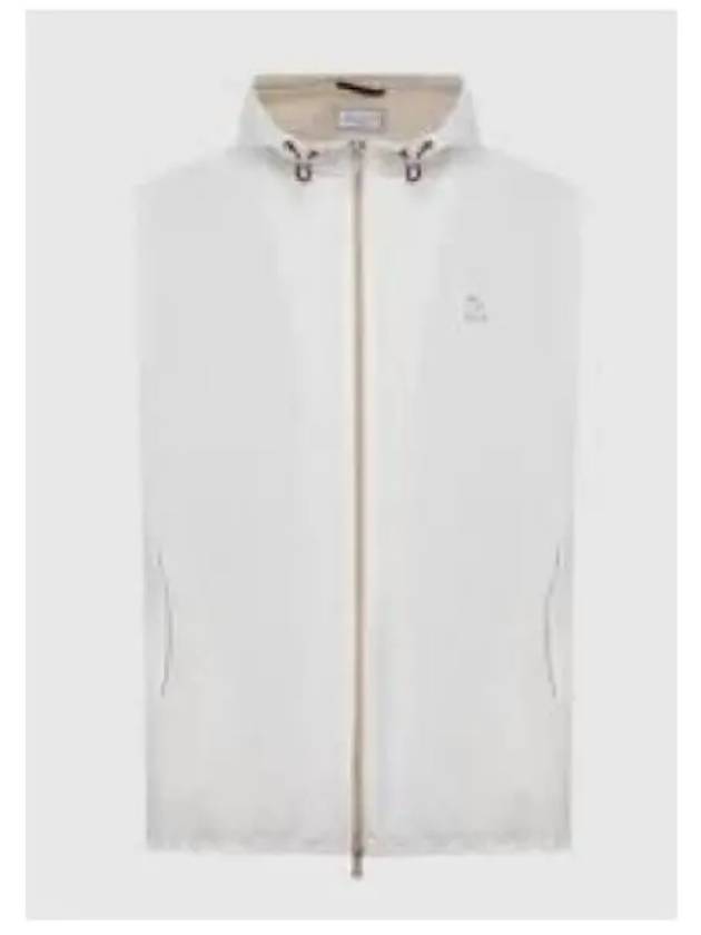 Drawstring Hooded Zipper Vest White - BRUNELLO CUCINELLI - BALAAN 2