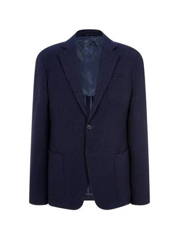 Men s Textured Wool Single Jacket Navy 271205 - GIORGIO ARMANI - BALAAN 1