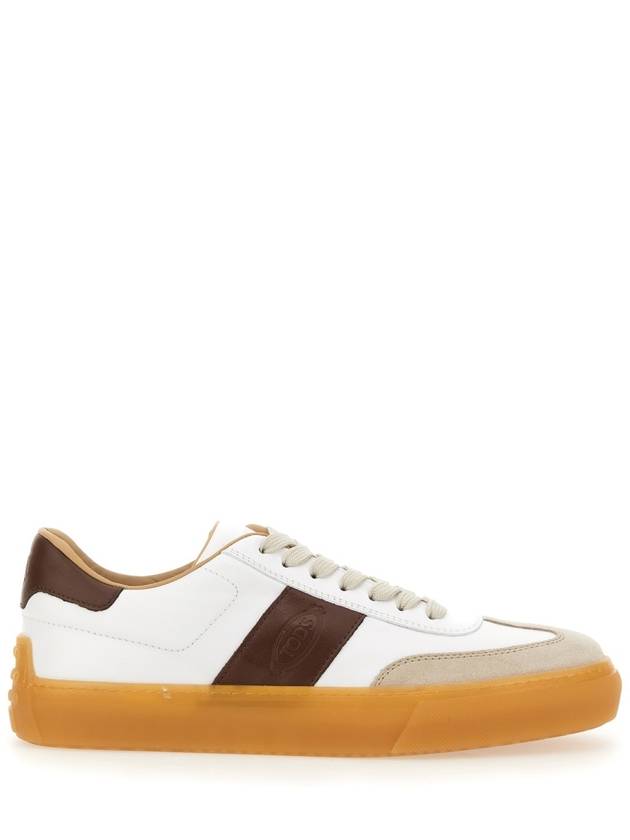 Calfskin Leather Low Top Sneakers White Brown - TOD'S - BALAAN 3