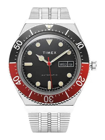 Men's Automatic 40mm Stainless Steel Watch Black Red Silver - TIMEX - BALAAN 1