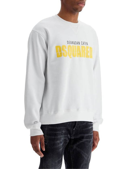 white cotton sweatshirt with distinctive yellow logo - DSQUARED2 - BALAAN 2