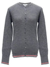 Women's Baby Cable Wool Crepe Crew Neck Cardigan Medium Grey - THOM BROWNE - BALAAN 2