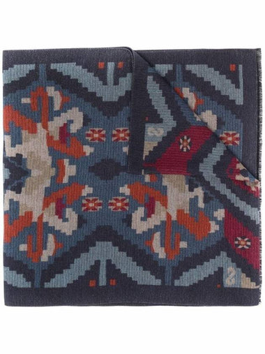 Pattern Silk Muffler Navy - KITON - BALAAN 1