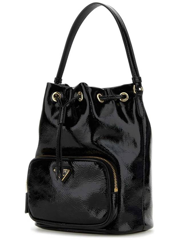 Duet Naplak Patent Leather Bucket Bag Black - PRADA - BALAAN 3