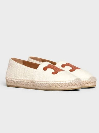 Women's Triomphe Logo Patch Flat Espadrilles Cream - CELINE - BALAAN 2