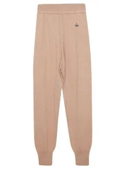 Women's Embroidered Logo Cashmere Blend Track Pants Dark Beige - VIVIENNE WESTWOOD - BALAAN 2