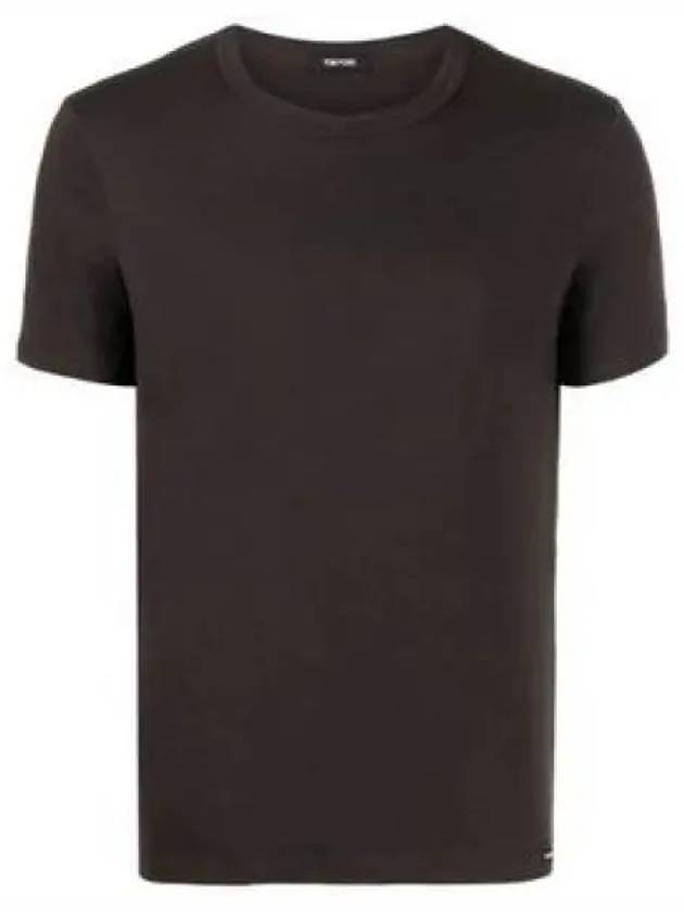 Cotton Crew Neck Short Sleeve T-Shirt Dark Brown - TOM FORD - BALAAN 2