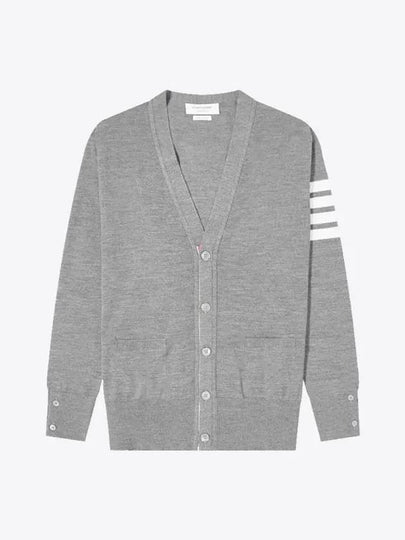 Men's Sustainable Classic Diagonal Wool Cardigan Pale Grey - THOM BROWNE - BALAAN 2