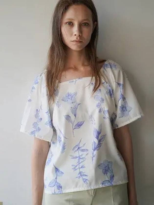 Blue Flower Off Shoulder Blouse White - DAMAGE MNEMONIC - BALAAN 2