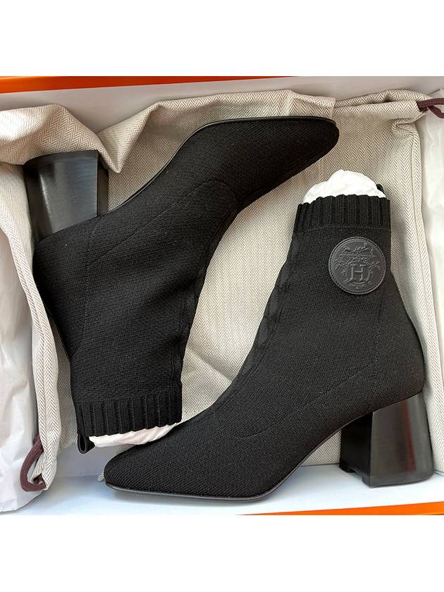 Women's Volver 60 Knit Ankle Boots Noir - HERMES - BALAAN 3