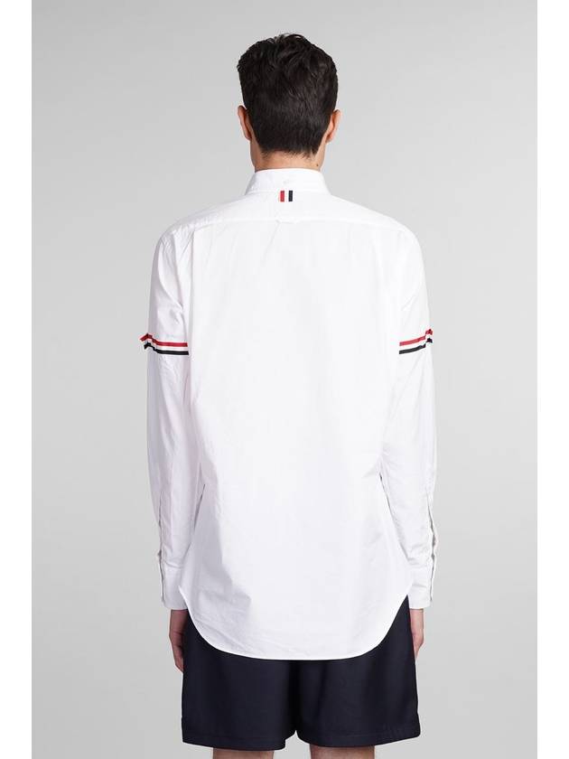 Men's Poplin Grosgrain Armband Classic Long Sleeve Shirt White - THOM BROWNE - BALAAN 4