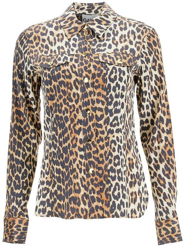 leopard print satin shirt - GANNI - BALAAN 1