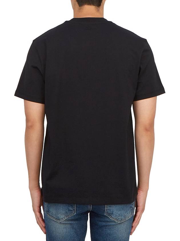 Tone On Tone Heart Logo Organic Cotton Short Sleeve T-Shirt Black - AMI - BALAAN 4