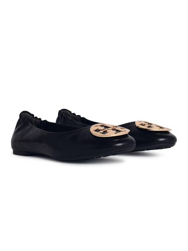 Logo Leather Ballerina Flat Black - TORY BURCH - BALAAN 3