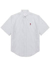 Camp Heart Embroidered Logo Short Sleeve Cream - AMI - BALAAN 3