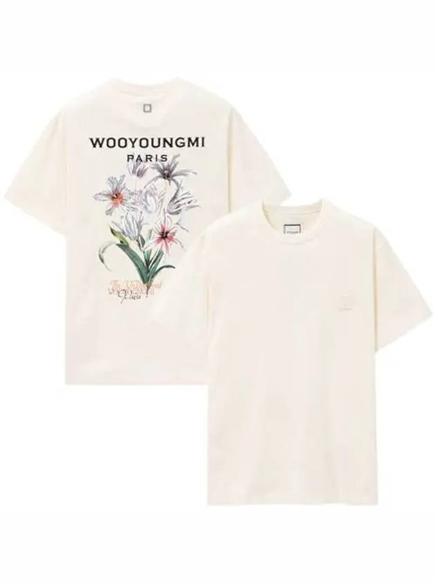 Flower Back Logo Short Sleeve T-Shirt Ivory - WOOYOUNGMI - BALAAN 2