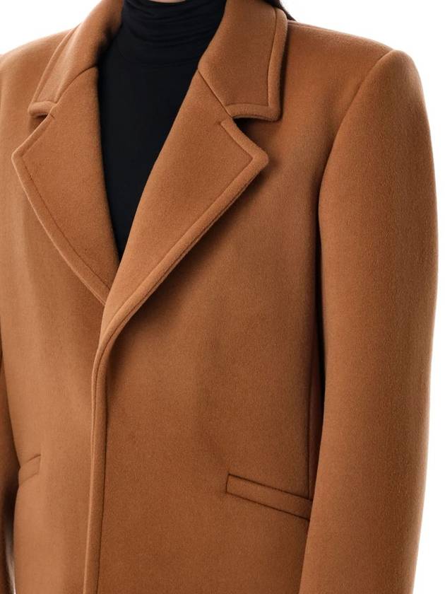 Short Wool Single Coat Camel - SAINT LAURENT - BALAAN 4