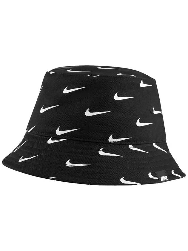 Little Kids Swoosh Print Bucket Hat Black 8A2973 - NIKE - BALAAN 3