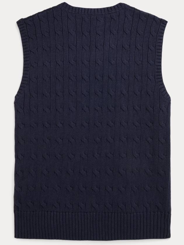 Boys Classic Cable Cotton Knit Vest Navy - POLO RALPH LAUREN - BALAAN 4