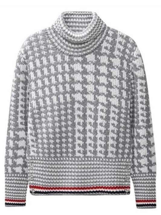 Prince ofwales jacquard detail cashmere turtleneck knit MKA431A Y2001 055 - THOM BROWNE - BALAAN.