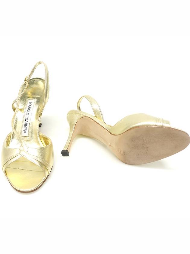 Manolo Blahnik Metallic Gold Leather Strap Heel Women s Sandals 35 - MANOLO BLAHNIK - BALAAN 6