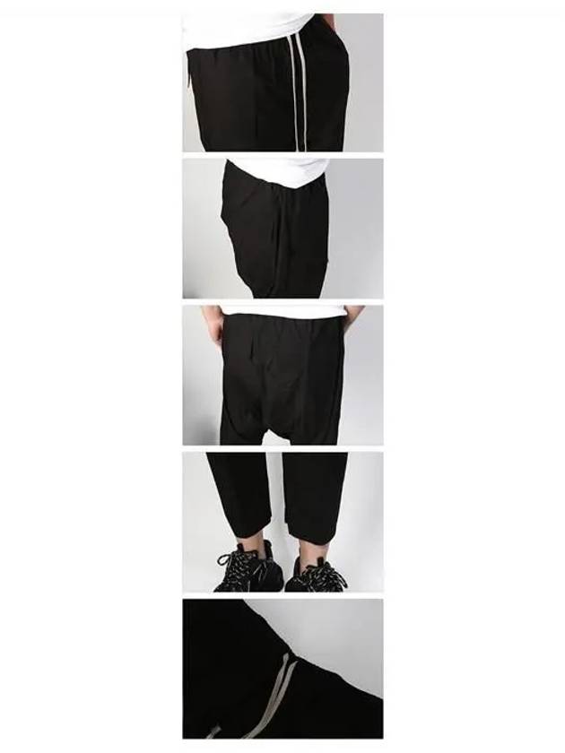 Drawstring Cropped Cotton Straight Pants Black - RICK OWENS - BALAAN 4