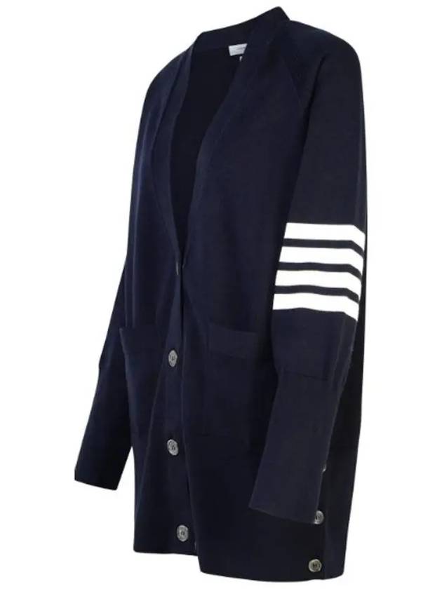 Stitched Cotton 4 Bar Cardigan Navy - THOM BROWNE - BALAAN 3