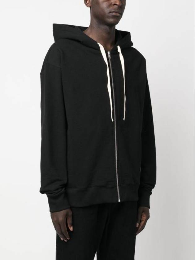 Logo Patch Drawstring Cotton Zip-up Hoodie Black - JIL SANDER - BALAAN 5