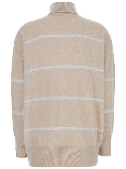 Grey Sweater With All-Over Monil Decoration In Cashmere Blend Woman - BRUNELLO CUCINELLI - BALAAN 2