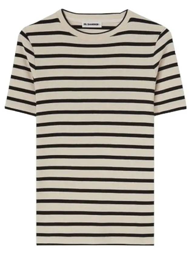 Striped Cotton Short Sleeve T-Shirt Black Beige - JIL SANDER - BALAAN 2