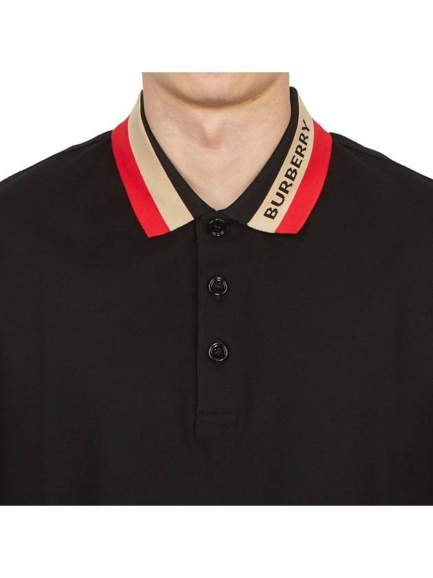 Logo Stripe Short Sleeve Polo Shirt Black - BURBERRY - BALAAN 6