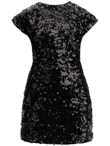 velvet and sequin mini dress - GANNI - BALAAN 1