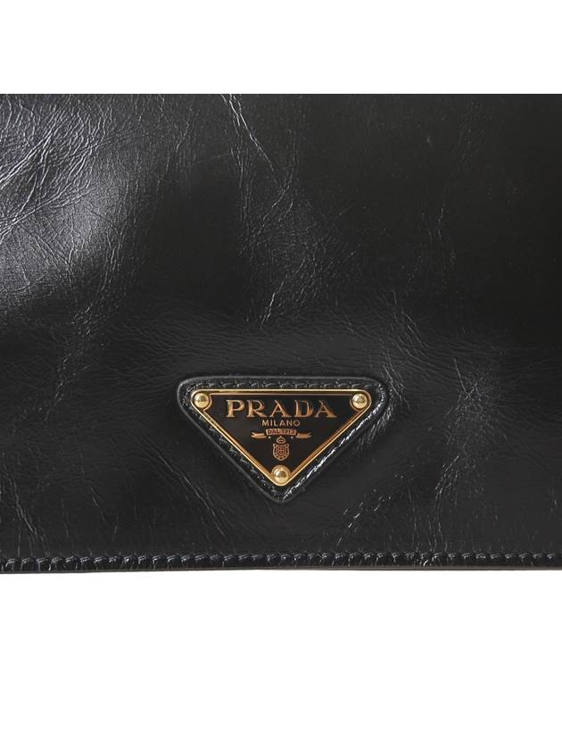 Triangle Logo Leather Shoulder Bag Black - PRADA - BALAAN 6