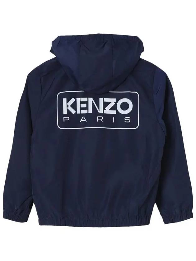 Kids Logo Print Hooded Jacket Navy - KENZO - BALAAN 4