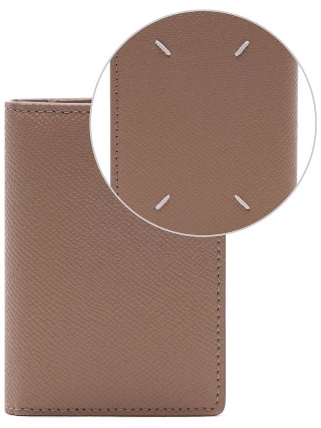 Stitched Bi-Fold Leather Card Wallet Beige - MAISON MARGIELA - BALAAN 2