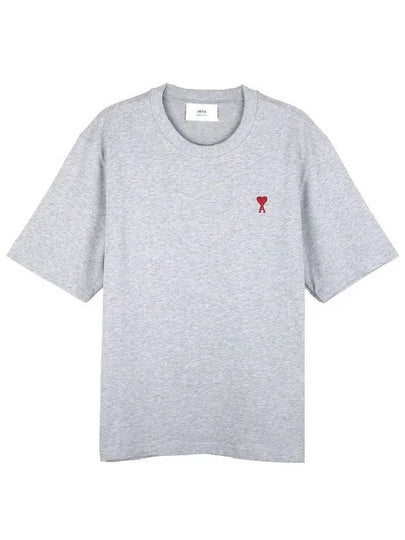 Small Heart Logo Boxy Fit Short Sleeve T-shirt Grey - AMI - BALAAN 2