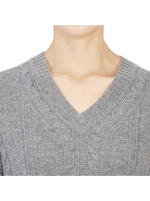 V-Neck Twisted Knit Top Grey - MAX MARA - BALAAN 9