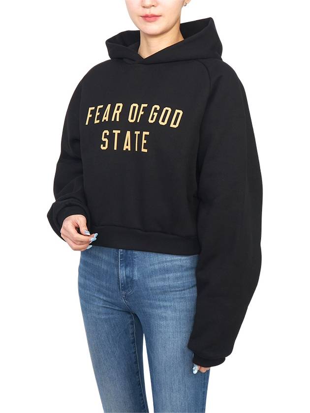 Logo Print Cropped Hoodie Black - FEAR OF GOD - BALAAN 5