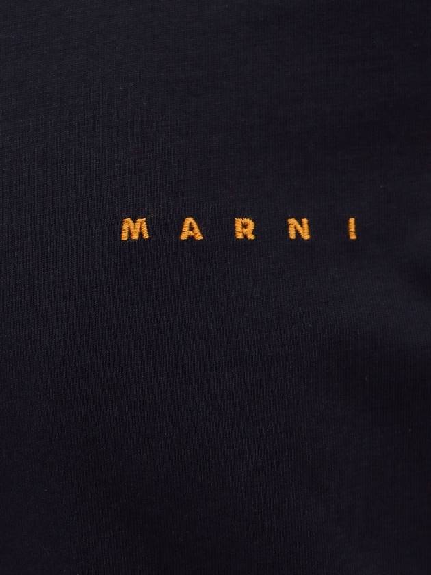 Logo Cotton Short Sleeve T-Shirt Midnight Blue - MARNI - BALAAN 6