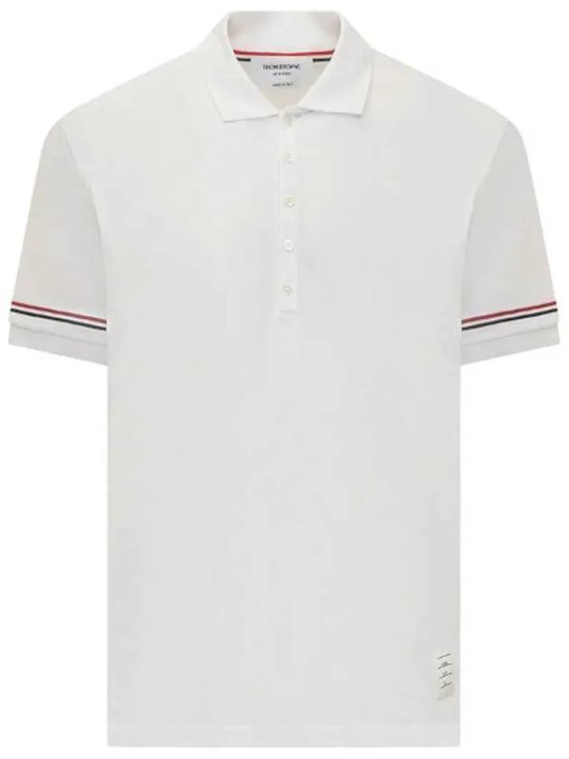 Lightweight Cotton Short Sleeve Polo Shirt White - THOM BROWNE - BALAAN 1