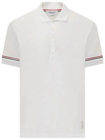 Lightweight Cotton Short Sleeve Polo Shirt White - THOM BROWNE - BALAAN 1