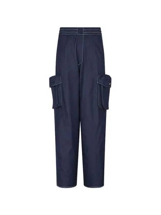 Contrast stitching cargo pants blue CRTWMBOT033 COT036 - SUNNEI - BALAAN 1