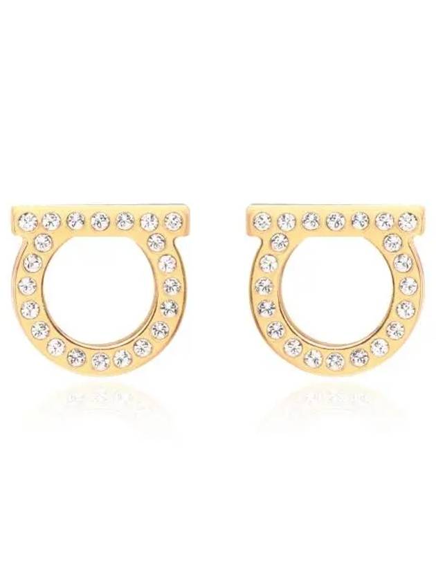 Gancini Crystal Large Earrings Gold - SALVATORE FERRAGAMO - BALAAN 2