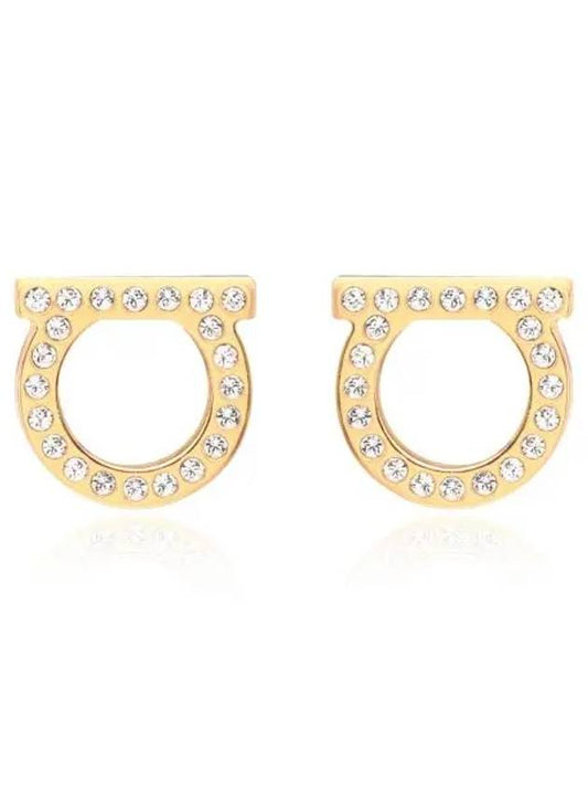 Gancini Crystal Large Earrings Gold - SALVATORE FERRAGAMO - BALAAN 2