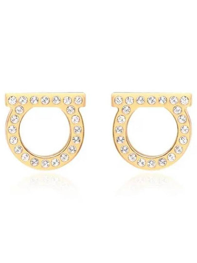 Gancini Crystal Large Earrings Gold - SALVATORE FERRAGAMO - BALAAN 2